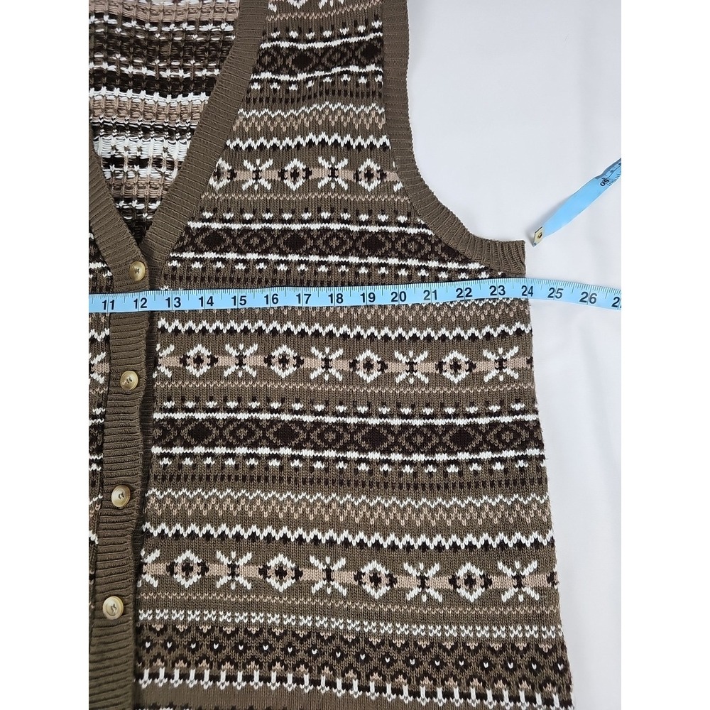 Blair Knit Sweater Vest Button Nordic Fair Isle 80s Academia Womens XL - Picture 4 of 5